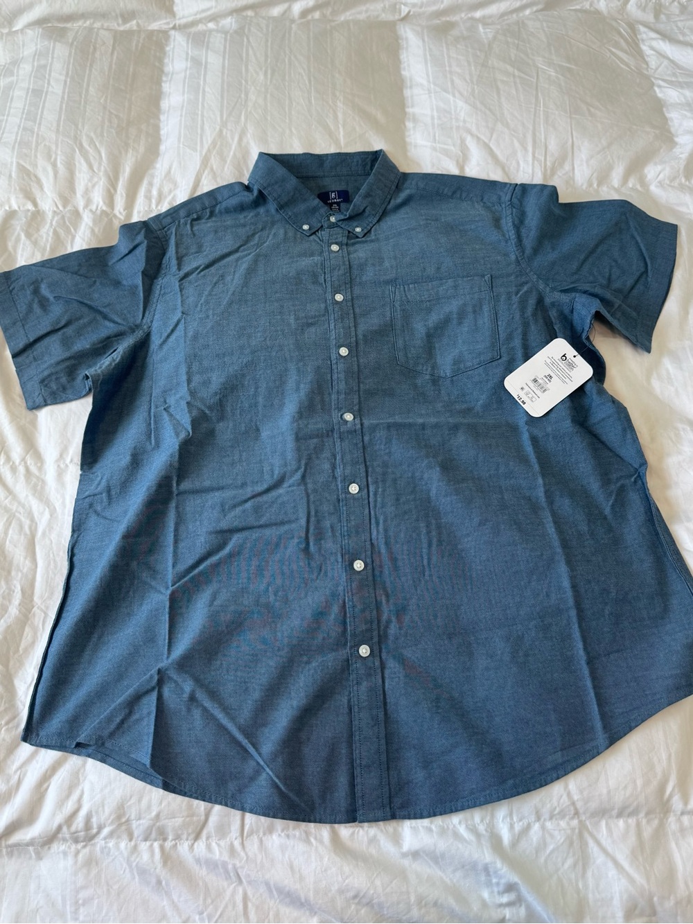 George Men's Short-Sleeve Button-Down Shirt in Denim Blue